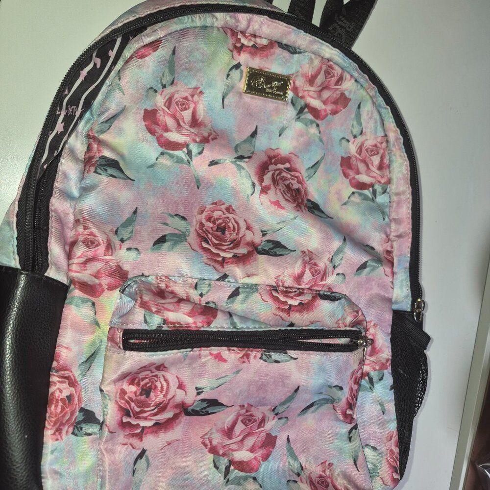 LUV Betsey by Betsey Johnson pink floral backpack - Picture 2 of 12